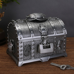 Coffre au trésor double couche de style égyptien ancien rétro, super grand, avec serrure, pour bijoux de pirates des Caraïbes, pour ranger les objets. - Product Image 2