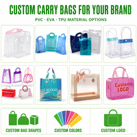 Sac à boutons pour vêtements et jouets pour enfants en PVC recyclé personnalisé UIOWIO avec poignée découpée, imperméable, transparent, emballage de sous-vêtements, sac à fermeture éclair