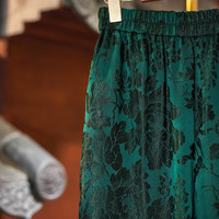Pantalon Xiangyun en soie vert de style chinois pour femme, coupe large, taille élastique, effet amincissant et éclaircissant, nouveau modèle 5939