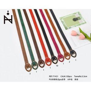 Cintura in pelle PU con fibbia e bordo in acciaio, larghezza 3,3 cm, alla moda, per uomo e donna - Product Image 3