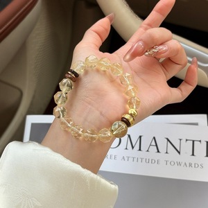 Pulsera de Cuentas de Cristal Amarillo Limón Natural Chino Novedoso con Efecto de Vibración y Tono Vibrante, Inspirada en Caperucita Roja - Product Image 1