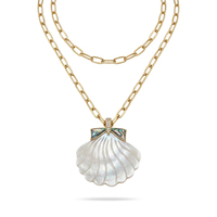 Collier pendentif coquillage Gemnel Fashion pour femme, coquille d'ormeau naturelle blanche et jaune, spirale de coquille Saint-Jacques, idéal pour les vacances à la plage