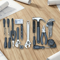 Outils à main pour le travail du bois, boîte de rangement portable pour outils, ensemble complet d'outils de réparation, tournevis, couteau utilitaire, testeur de tension