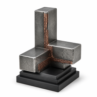 Trophée en métal grainé avec plaque en cuivre et texture de nœud tourbillonnant, récompense métallique personnalisée pour le sport, impression UV, cadeaux promotionnels pour salons professionnels