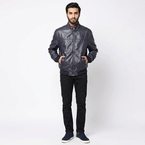 <b>Long</b> Sleeve Front Zipper Style <b>Men's</b> Biker Leather <b>Jacket</b> Cheap Price Regular Fit Heavyweight Winter Wear <b>jacket</b> for <b>men</b> - Product Image 1