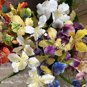 Orquídeas Iris de EVA con 3 Cabezas, Flores de Seda para Decoración de Pasillos de Boda, Decoraciones Artificiales para Paredes Florales - Product Image 4