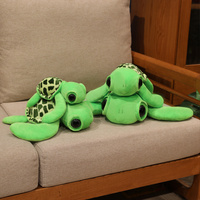 Boneka Kura-kura Lucu dan Lembut, Mainan Plush Simulasi Mata Besar, Bantal Lempar Kura-kura, Hadiah Plushie Hewan Laut Kustom