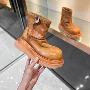 Distressed Washed Side-Zipper Lambswool Short <strong>Boots</strong> with Thick Sole Toe EVA Outsole-<strong>Women's</strong> <strong>Winter</strong> Snow <strong>Boots</strong> - Product Image 5