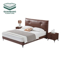 Lit Double Haut de Gamme en Bois Massif, Rembourré, pour Chambre d'Hôtel, Grand Lit King ou Queen, Style Moderne et Confortable
