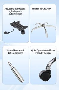 เก้าอี้คอมพิวเตอร์พร้อมที่พักเท้าและพนักพิงศีรษะ เก้าอี้สำนักงานเพื่อสุขภาพสำหรับนั่งนาน ปรับเอนได้ เก้าอี้เล่นเกมและเรียนหนังสือ - Product Image 3