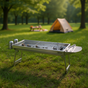 Parrilla Portátil Plegable de Acero Inoxidable para Barbacoa, Ideal para Picnic, Camping y Cocina al Aire Libre - Product Image 2