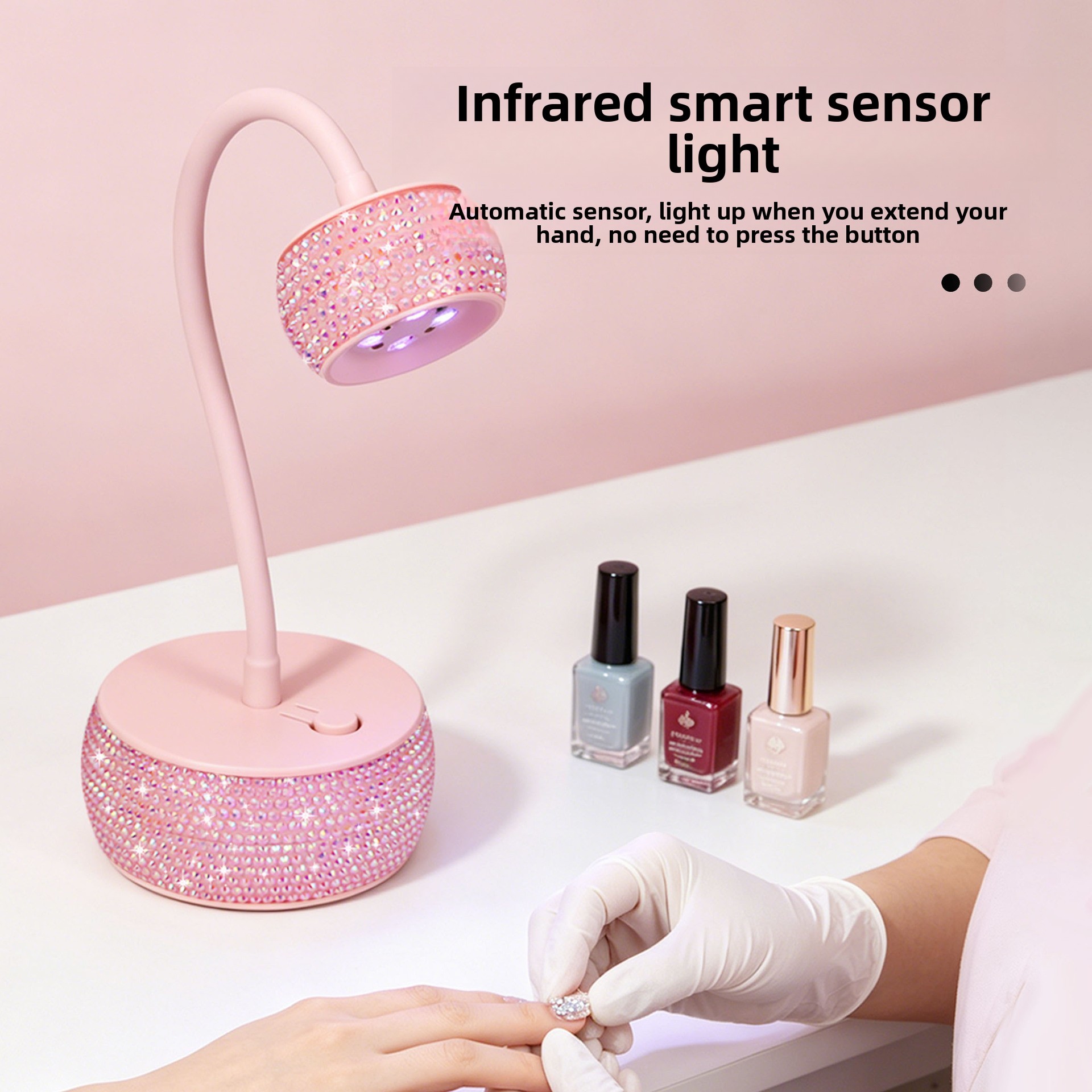 Desktop 12W Battery-Powered LED UV Lamp 360 Adjustable Intelligent Induction Quick-Drying Gel Polish Uv Led Lamp for Nail Art