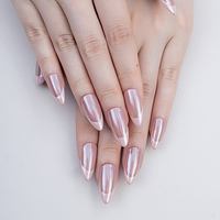 Vente en gros de faux ongles Aurora faits à la main en acrylique français, couvrants, à presser, de haute qualité, avec boîte personnalisée