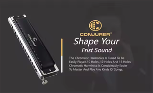 CONJURER <span class=keywords><strong>Harmonica</strong></span> Chromatique Professionnel 16 Trous de Haute Qualité pour Joueurs Avancés Orgue à Bouche en Acier Inoxydable - Product Image 6