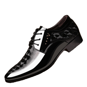 Spring Summer Autumn Wedding Formal <b>Shoes</b> Bright Leather Lace Pointed Breathable Light Weight Men's Business Dress Leopard Print - Product Image 1