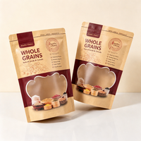 Sachet Doypack Personnalisé en Papier Kraft avec Fenêtre, Qualité Alimentaire, Fermeture Ziplock pour Emballage de Céréales Entières, Noix, Graines et Aliments pour Animaux