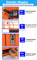 Plateforme élévatrice à ciseaux en métal antirouille de qualité extérieure, capacité 300 kg, hauteur de levage 5 m, propulsion hydraulique à batterie, mécanisme mobile