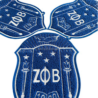 Écussons brodés thermocollants en chenille faits à la main de 10,5 pouces, bleu royal, pour sororité Zeta Phi Beta, pour veste