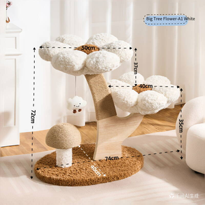 Lussuosa Casetta per Gatti in Legno Naturale Massiccio, Albero Arrampicabile e Tiragraffi per Interni, Nido per Decorazioni Natalizie - Product Image 2