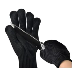 GG1003 guanti di sicurezza in fibra di filo di acciaio inossidabile Anti taglio Anti taglio nero per guanti da lavoro 5