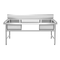 Console de cuisine extérieure à double évier pour îlot de cuisine, cuisine commerciale, cuisine en acier