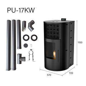 Poêle à granulés de bois autoportant en fonte de conception moderne <span class=keywords><strong>20KW</strong></span> gazogène intérieur automatique économie d'énergie pour le chauffage du salon - Product Image 3