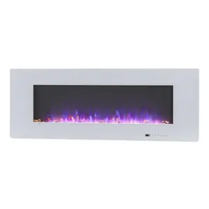 Luxstar 50 Inch Hanging Home Heaters with White Tempered Glass Front Panel Led Flame Electric Fireplace