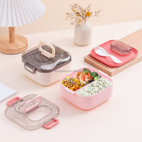 Boîte à lunch bento à deux compartiments en acier inoxydable à double niveau, isolée thermiquement, chauffable au micro-ondes, 1100 ml, avec cuillère-fourchette