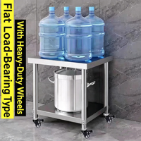 Plan de travail portable en acier inoxydable 201, plan de travail épaissi, étagère à micro-ondes à deux niveaux, table de découpe à trois niveaux, roulettes, utilisation en cuisine