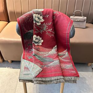 Nuevo Otoño Invierno Retro estilo chino Jacquard Faux Cachemira cuello calentador mujer estilo antiguo Guochao cálido chal grande bufanda - Product Image 3