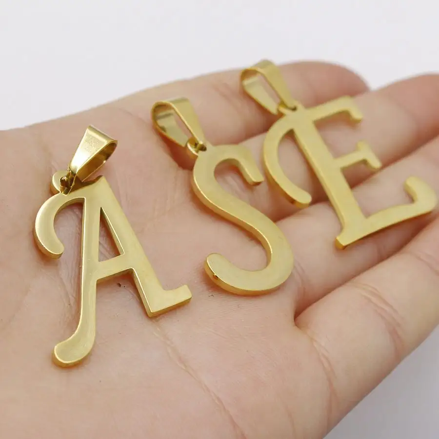 Stainless Steel 26 English Letters Gold Retention Pendants Alphabets Charms Fit Fashion Earring DIY Jewelry Making Accessory