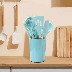 أدوات المطبخ 11 قطعة ملعقة سيليكون وملعقة أواني طهي غير لاصقة طقم أواني مع مقبض سيليكون آمن على الغذاء صندوق هدايا - Product Image 4