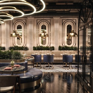 Luxury Modern Cafe Interior Design Wood Restaurant Booth Seating <strong>Sofa</strong> Coffee Shop Chair Table Set for Bar or <strong>Cafeteria</strong> - Product Image 5