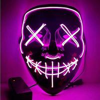 Masque facial LED phosphorescent à fil EL, en plastique écologique, accessoire de fête d'Halloween pour cosplay