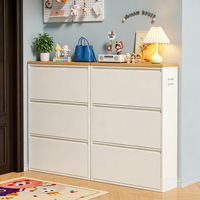 Meuble à chaussures en acier laminé à froid, étagère à chaussures métallique avec porte rabattable, organisateur de rangement pour couloir, entrée, appartement, petits espaces
