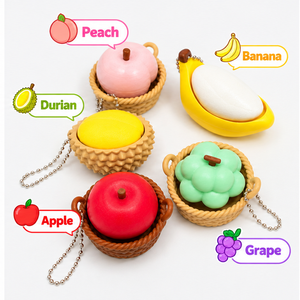 Porte-clés en plastique imprimé en 3D en forme de fruit, avec bouton mécanique anti-stress à pression manuelle, breloque artisanale - Product Image 1
