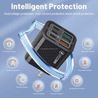 Cargador de 6 Puertos, 3 USB-A y 3 Puertos PD, Carga Rápida Universal para Teléfonos, Auriculares y Más, Enchufes Intercambiables EU/US/UK/KR
