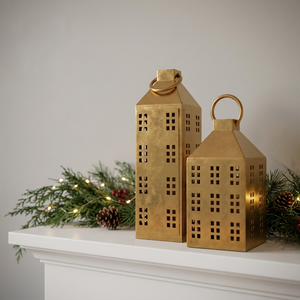 Latest Hot Selling Christmas Home Decoration <b>Brass</b> Antique Metal Candle <b>Lanterns</b> in House Shape - Product Image 5