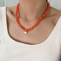 Collier ras du cou tendance en agate multicolore macaron avec pendentif en strass pour femme, fait main, idéal pour un cadeau