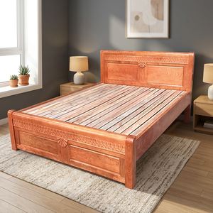 Contemporary 1.6m American <b>Oak</b> Wood Platform Bed Soft European Style Solid Panel 200kg-450kg Load Capacity for Home Living Room - Product Image 2