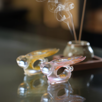 Petites décorations en cristal mignonnes en forme de lapin, bougeoir en cristal, procédé de décireuxage, emballage en boîte cadeau