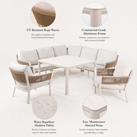 Conjunto de Sofás Seccionales Modernos para Exteriores Villabella, con Estructura de Aluminio y Tejido de Cuerda, Muebles de Jardín para Proyectos de Hoteles y Resorts de Lujo