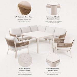 Conjunto de Sofás Seccionales Modernos para Exteriores <span class=keywords><strong>Villabella</strong></span>, con Estructura de Aluminio y Tejido de Cuerda, Muebles de Jardín para Proyectos de Hoteles y Resorts de Lujo - Product Image 2