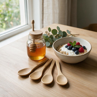 Cuillères en bois jetables avec logo personnalisé, différentes tailles, petites cuillères en bambou pour le miel/le café/l'huile de coco/la soupe