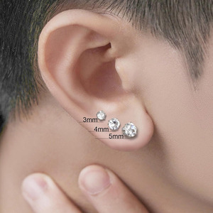 3 Paare 20G Flat Back Fashion Ohr stecker für Frauen Männer Knorpel <span class=keywords><strong>Helix</strong></span> Lobe Piercing Schmuck Edelstahl CZ Ohr stecker Ohrring - Product Image 4