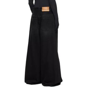 High Quality Street Wear Loose Fit <b>Button</b> <b>Fly</b> 100% Cotton Denim Trousers Black Baggy <b>Jeans</b> for Men - Product Image 4