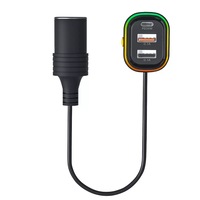 Neues YQ9 mit Zigarettenanzünder Mehrfach-USB + Typ-C Autoladegerät mit Rücksitz-Verlängerungskabel, Unterstützt PD36W Schnellladung