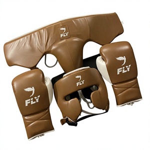 Ensemble d'équipement de boxe personnalisé Winning Boxing : Casque, Gants, Protection inguinale marron en cuir véritable à lacets, unisexe, pour entraînement et sparring - Product Image 2