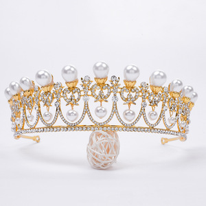 ZGH1052 diadèmes de perles de haute qualité accessoires de cheveux de mariage diadèmes d'or et d'argent strass de mariée couronne diadèmes - Product Image 1