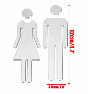 Adhesivo de 12cm para mujer y hombre, letrero de baño, pegatina DIY para puerta de baño, superficie de espejo 3D, letrero para puerta de WC, pegatina para Hotel, Bar, <span class=keywords><strong>Restaura</strong></span> - Product Image 2